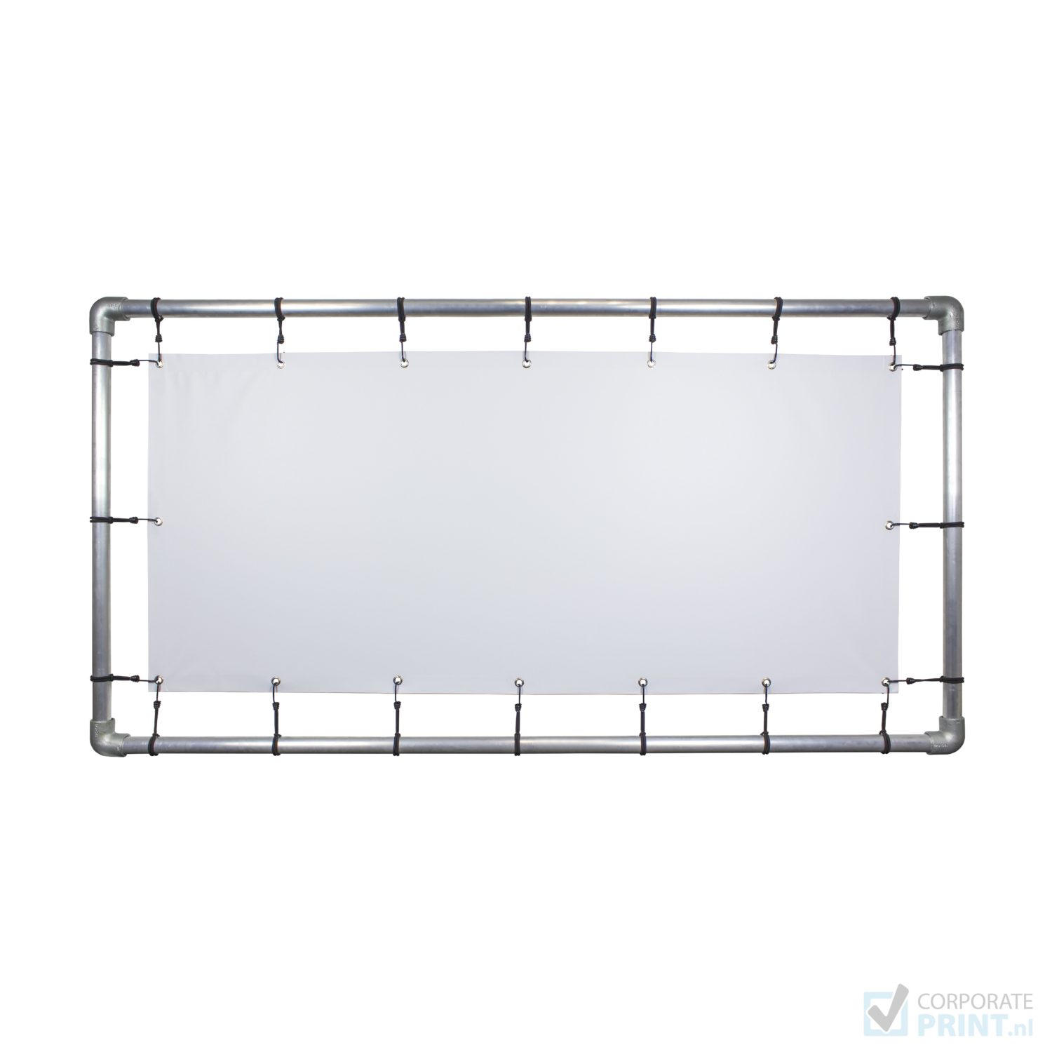 aluminium frame buizen spandoek elastiek corporate print corporateprint logo bedrukken